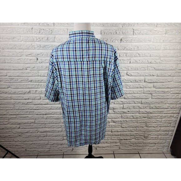 Marc Ecko Mens Shirt 4XLT Short Sleeve Casual Blue Plaid Pocket Cotton PLA96E - Picture 5 of 8